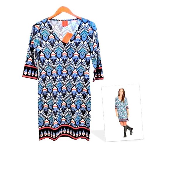 Peacock Print Mini Dress - Picture 1 of 5